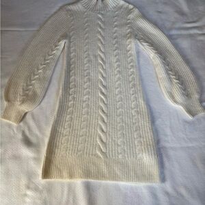Abercrombie & Fitch y2k style Cream Cable Knit Turtleneck Sweater dress